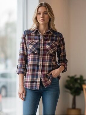 Chap’s button down flannel embroidered flannel